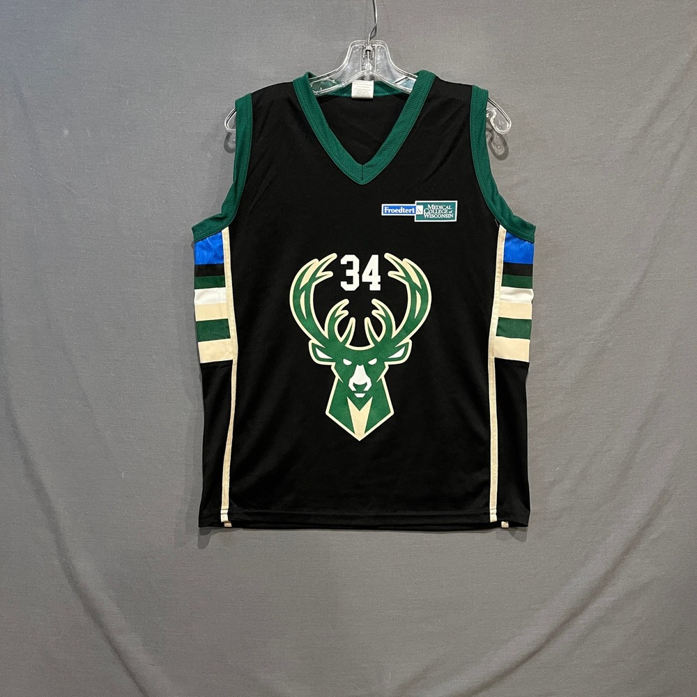 Milwaukee Bucks Jersey Boys 2XL 18-20 Black Giannis Antetokounmpo #34 Promo